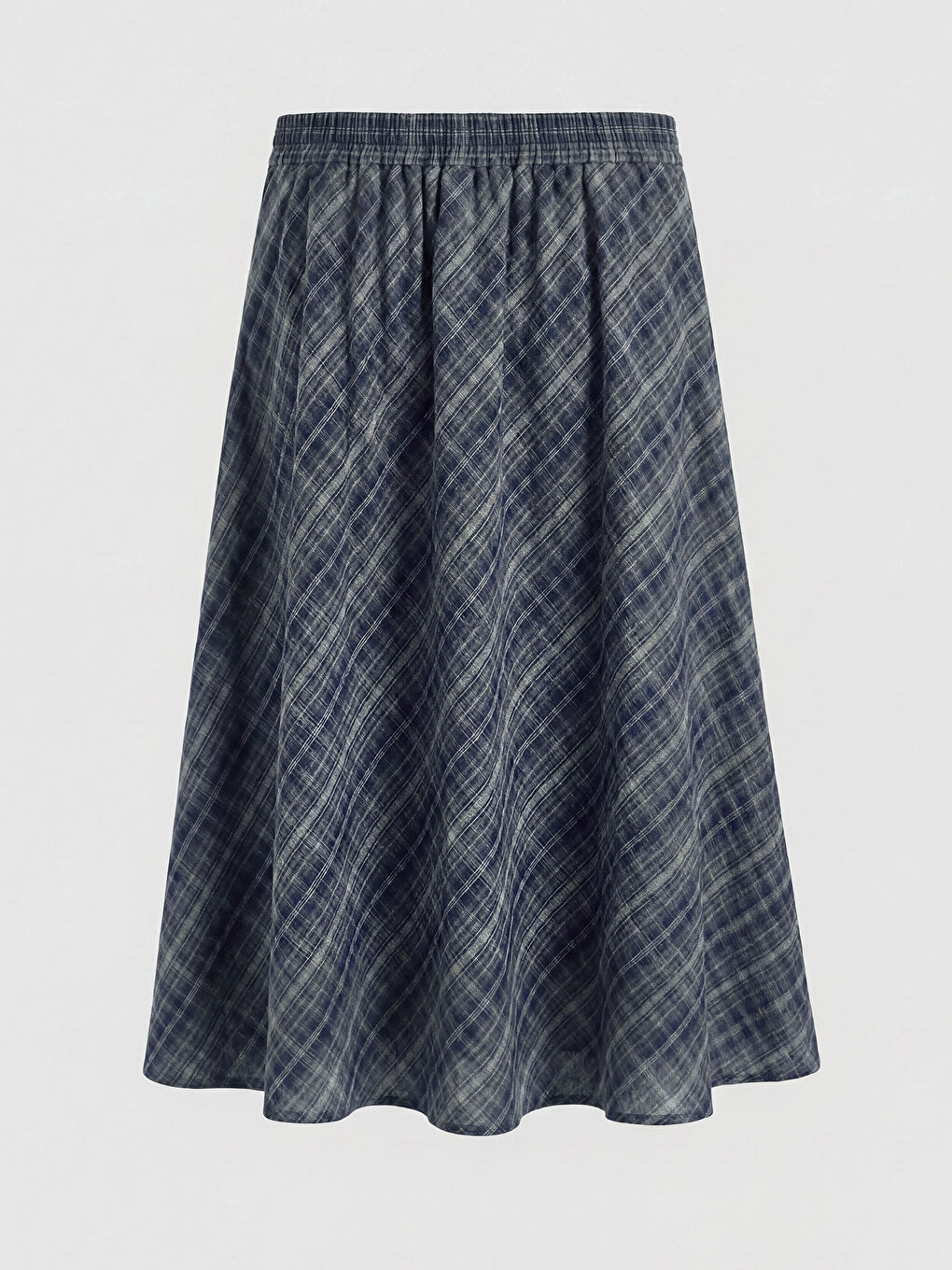 Lacivert Kız Çocuk Ekose Kloş Etek-1