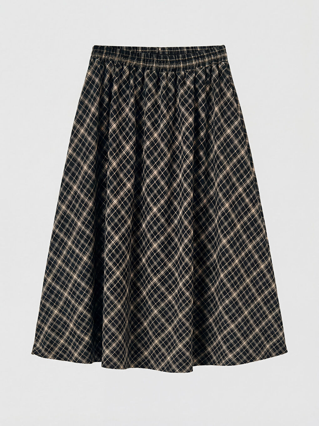 Kahverengi Ekose Kız Çocuk Kloş Etek