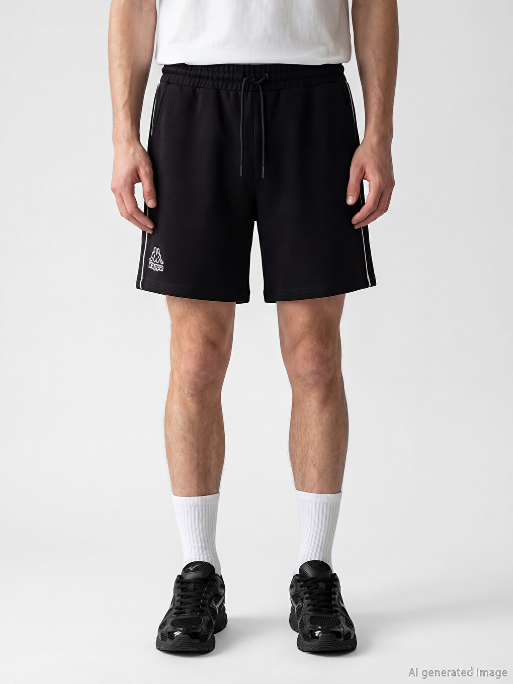 Siyah Loose Fit Erkek Spor Şort-1