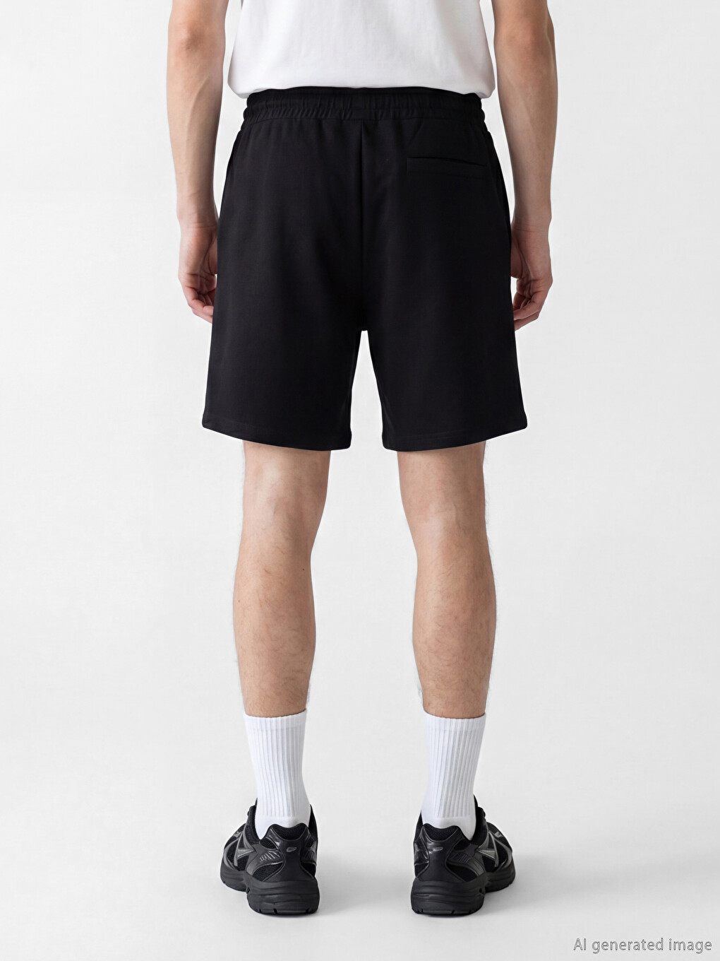 Siyah Loose Fit Erkek Spor Şort-3