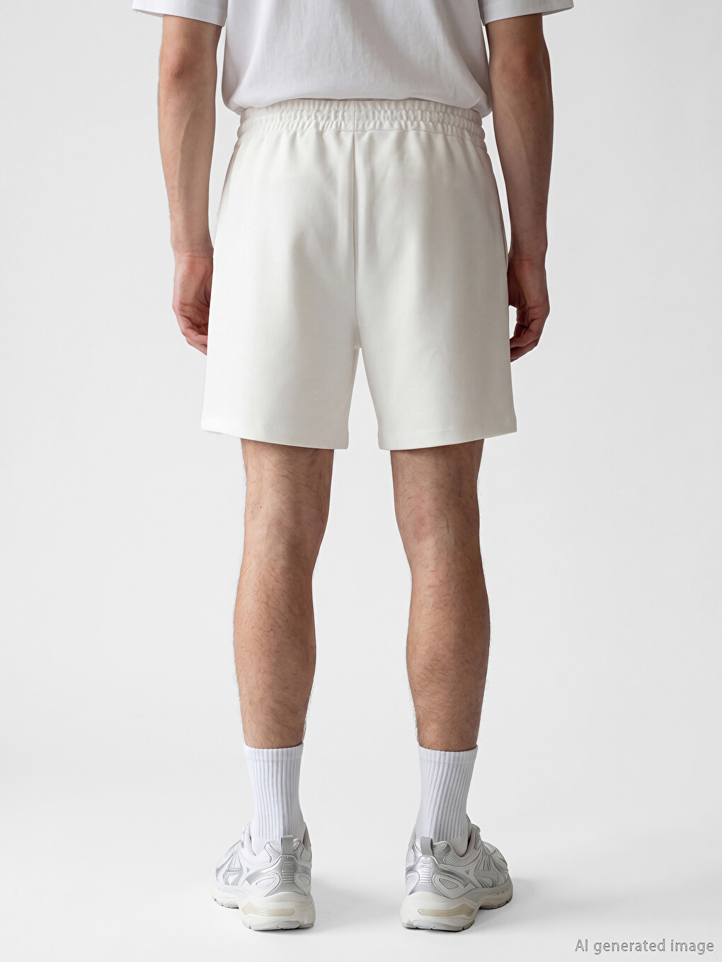 Ekru Loose Fit Erkek Spor Şort-3