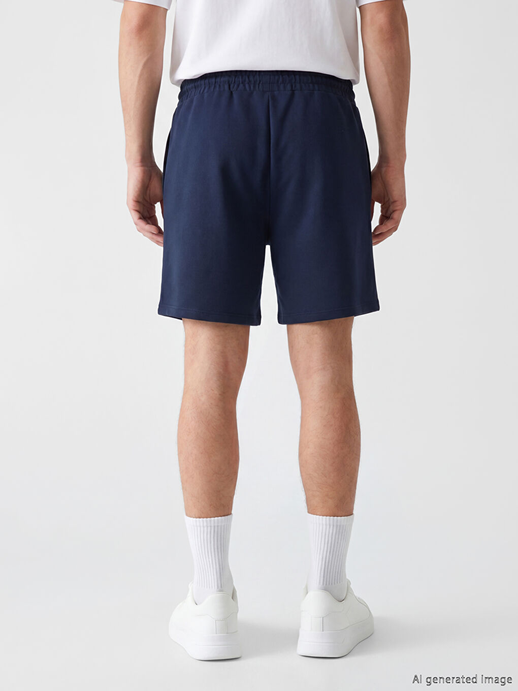 Lacivert Loose Fit Erkek Spor Şort-3