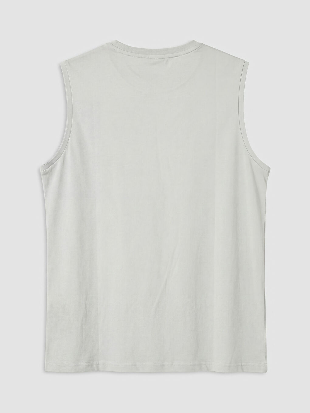 Gri Bisiklet Yaka Baskılı Erkek Kolsuz Tişört-1