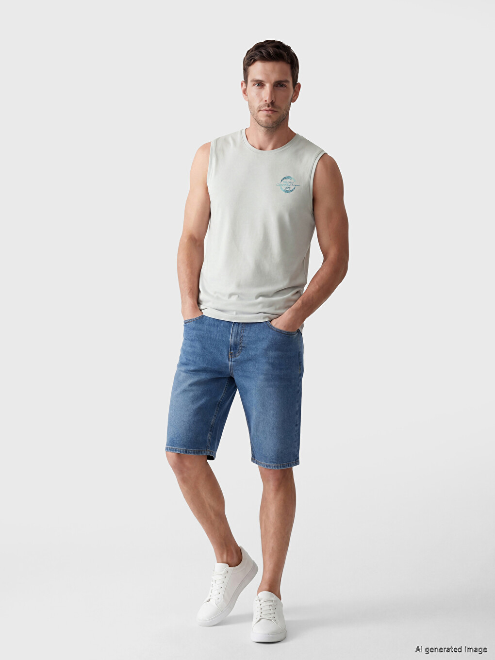 Crew Neck Printed Men's Sleeveless T-Shirt-1