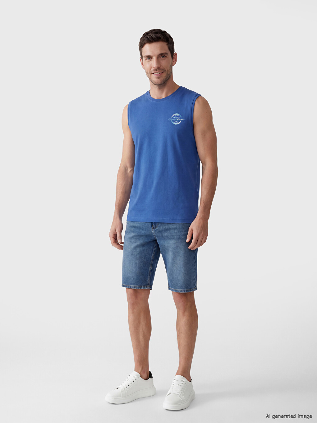Crew Neck Printed Men's Sleeveless T-Shirt-1