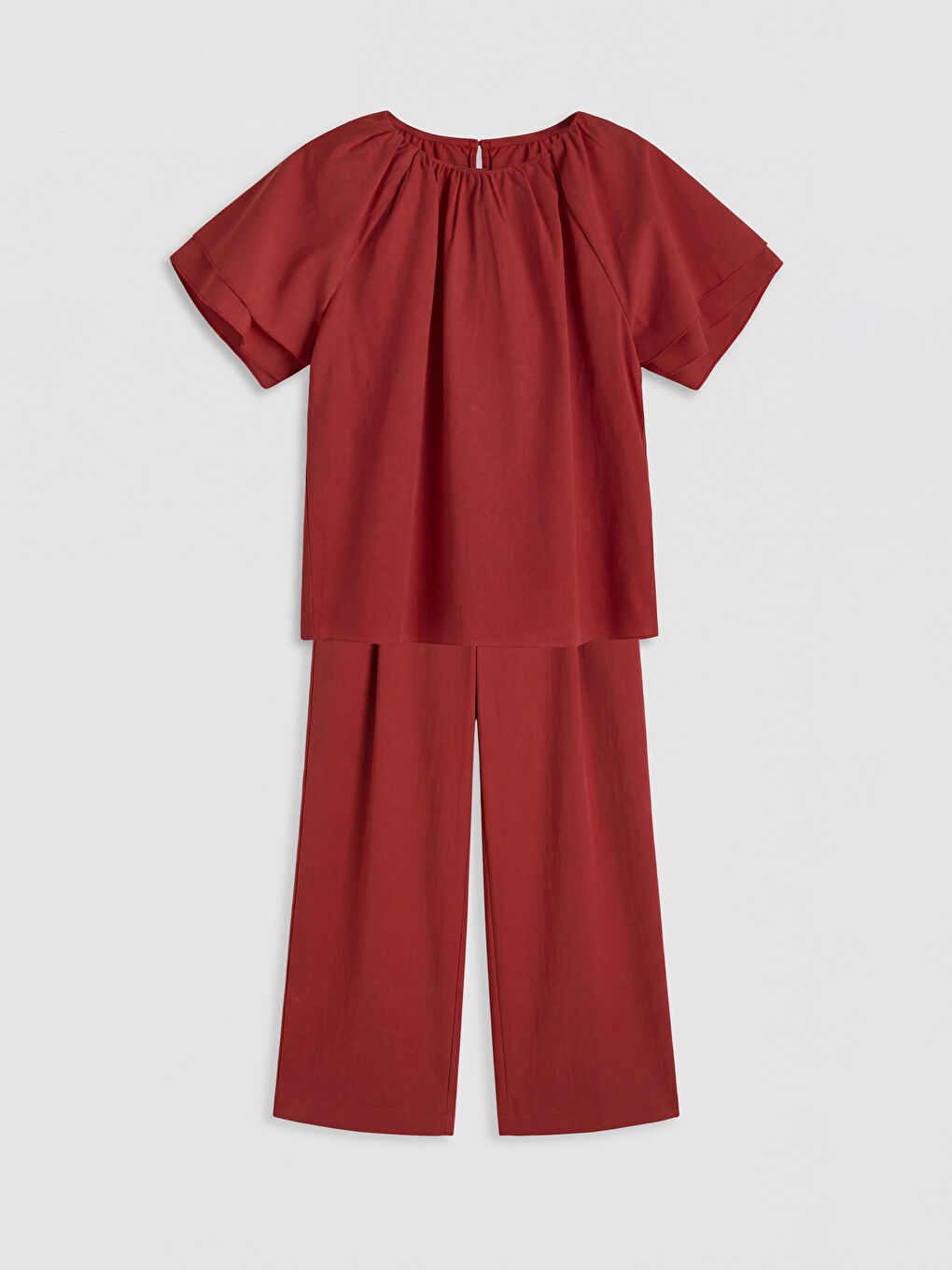 Kırmızı Kız Çocuk Pantolonlu Takım