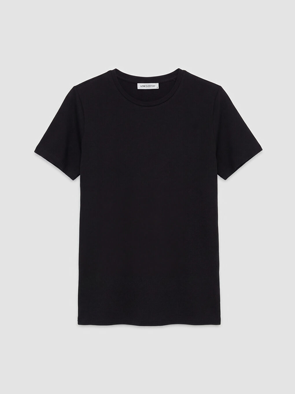 Siyah Bisiklet Yaka Kadın Tişört