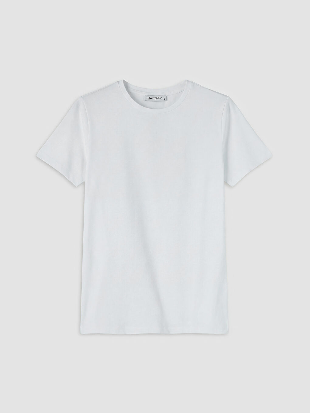 Beyaz Bisiklet Yaka Kadın Tişört