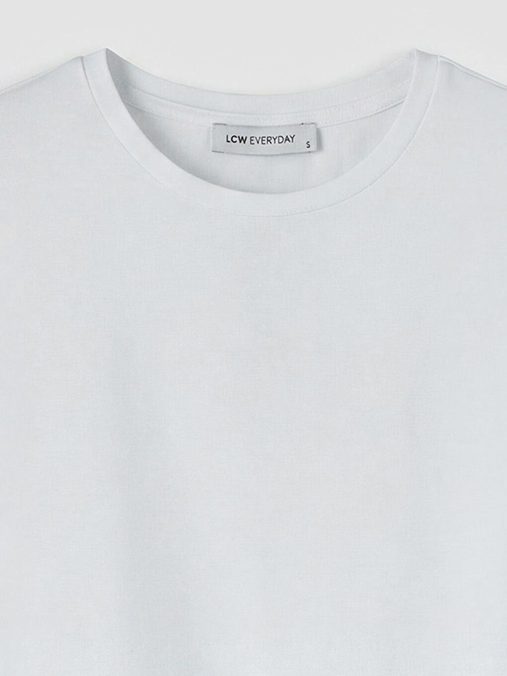 Beyaz Bisiklet Yaka Kadın Tişört-2