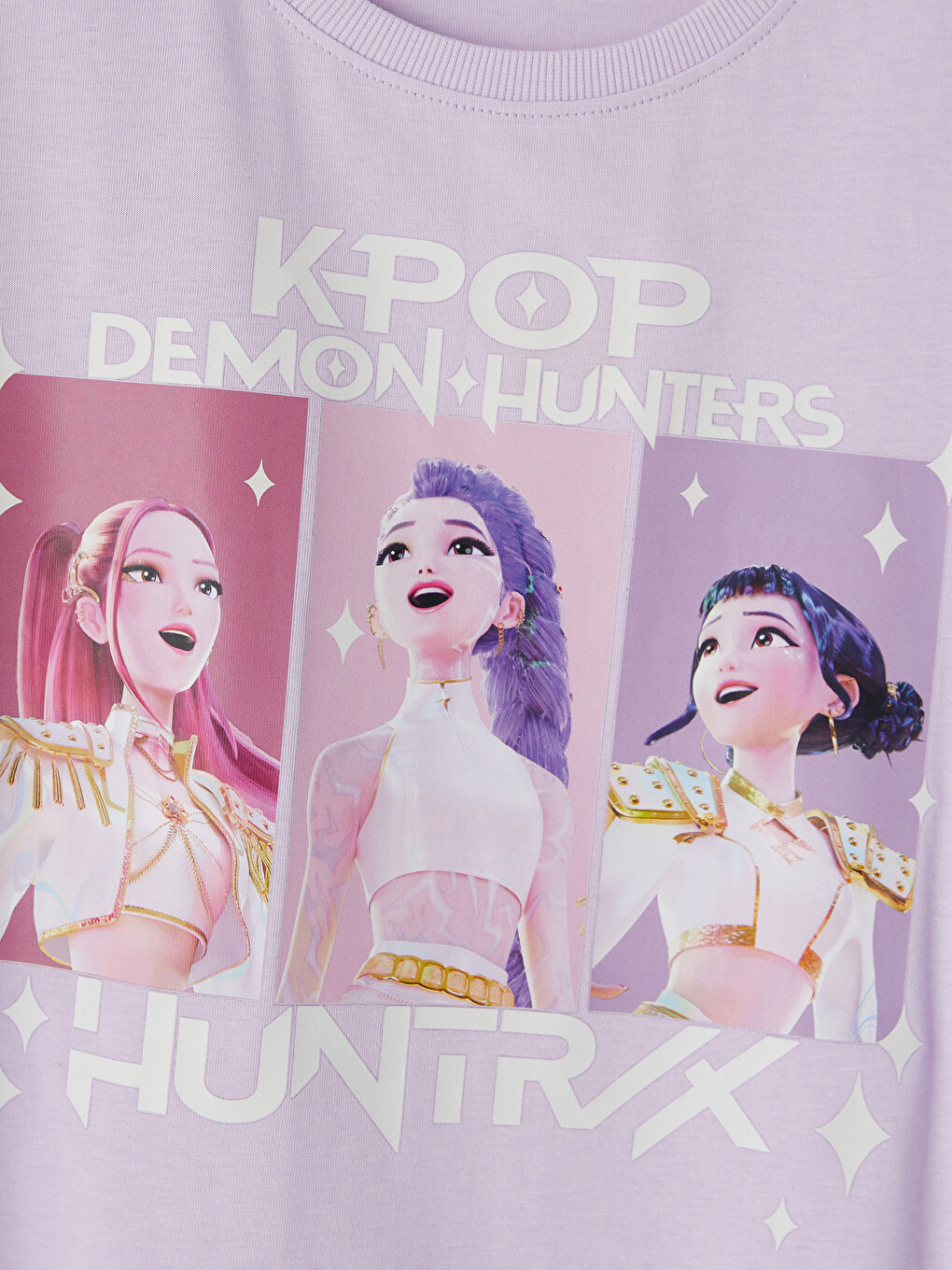 Lila K-pop Demon Hunters Baskılı Kız Çocuk Elbise-1