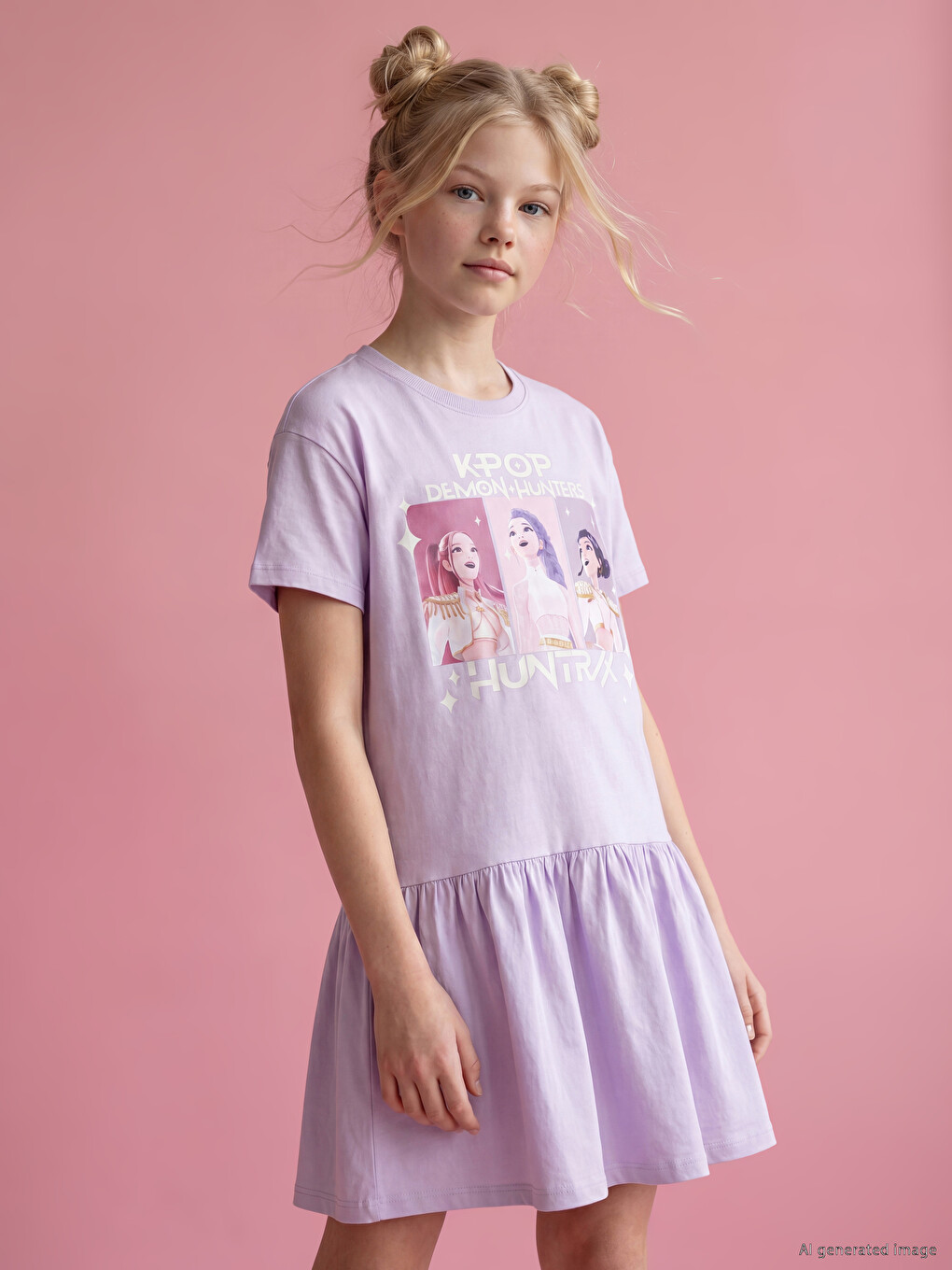 K-pop Demon Hunters Printed Girls' Dress