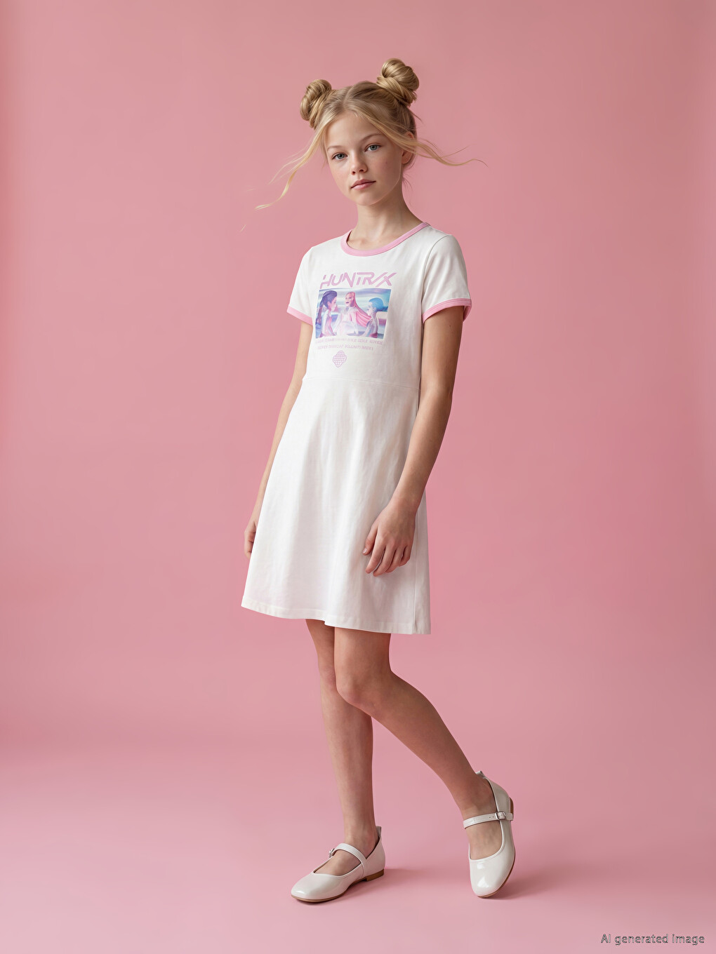 K-pop Demon Hunters Printed Girls' Dress-1