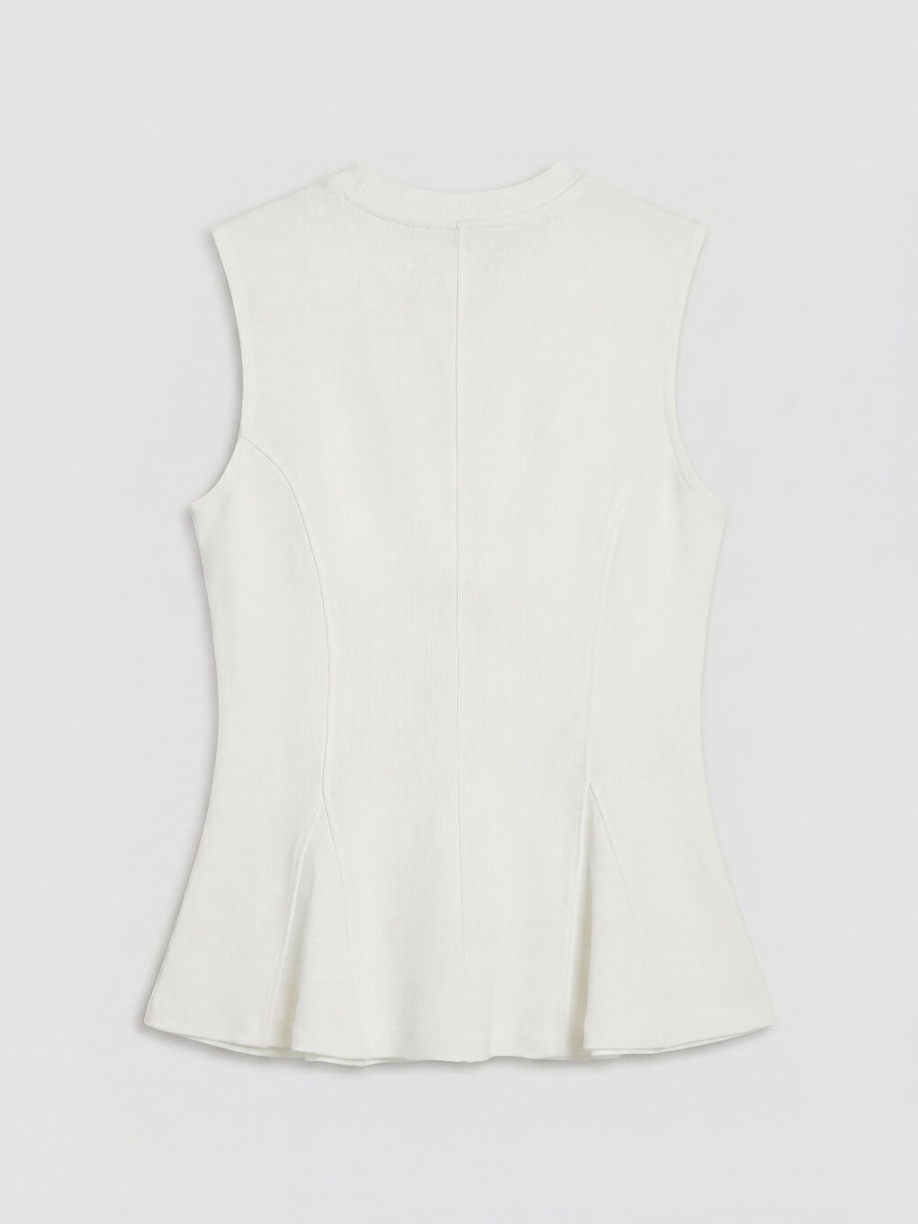 Beyaz Bisiklet Yaka Fırfırlı Peplum Bluz-1