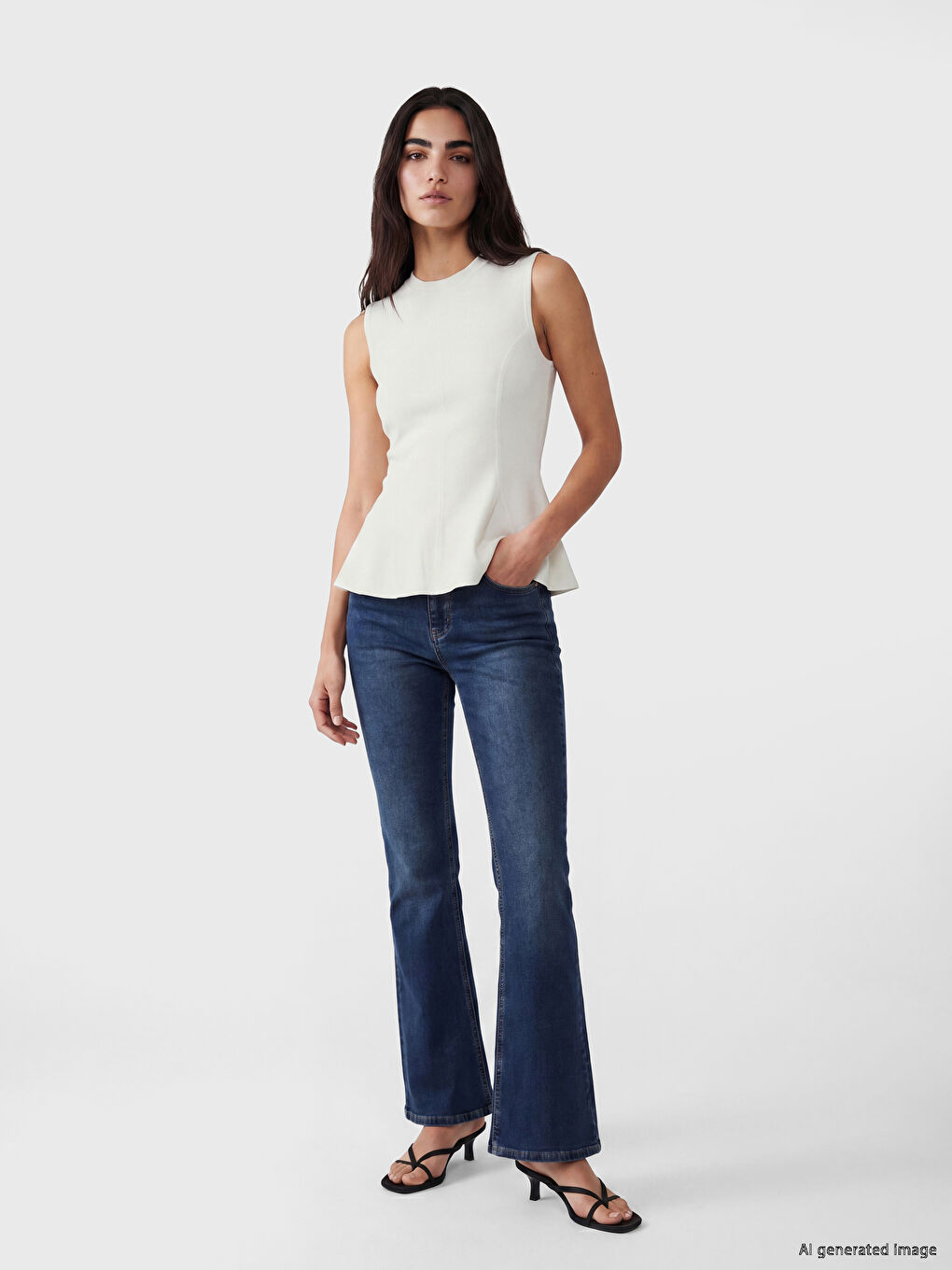 Crew Neck Frilled Peplum Blouse-1