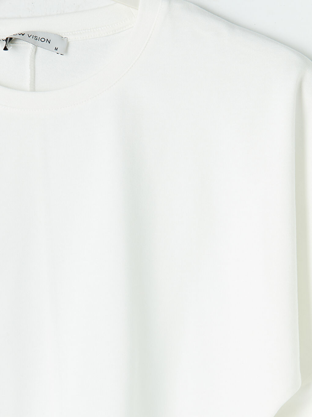 Beyaz Bisiklet Yaka Kadın Tişört-2