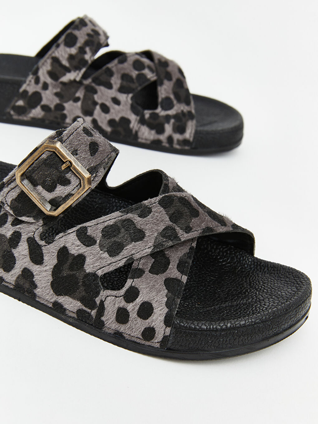 Karışık Leopar Desenli Kadın Sandalet-2