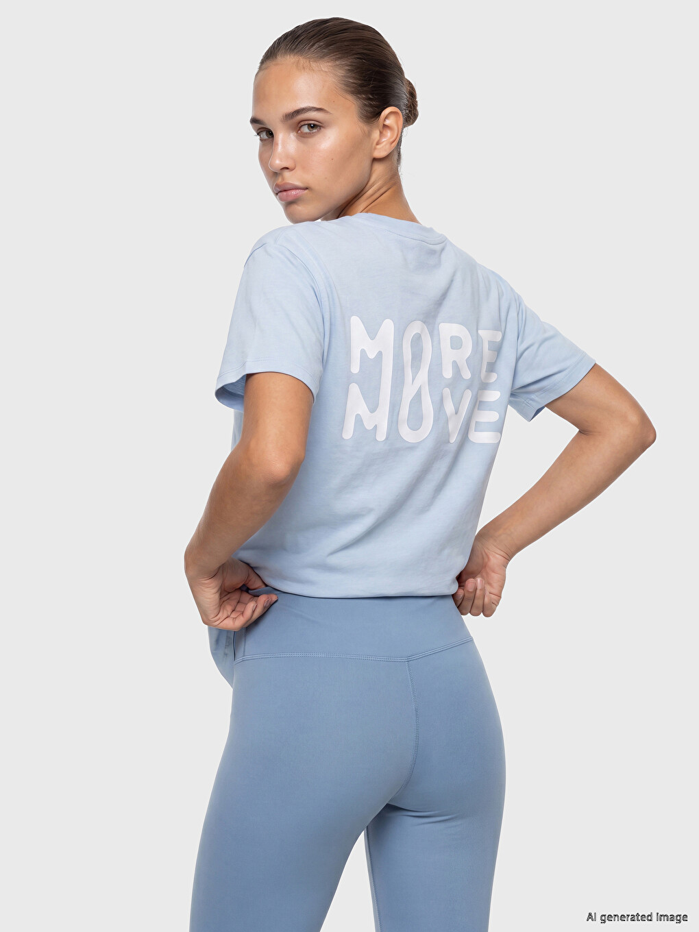 Mavi Baskılı Oversize Kadın Spor Tişört
