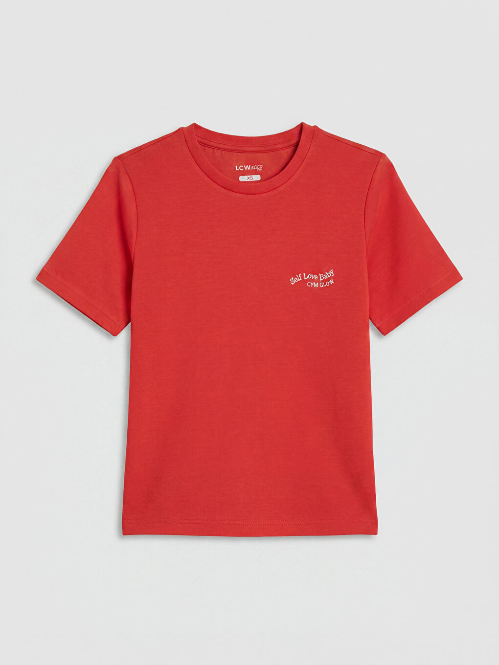 Kırmızı Nakışlı Soft Touch Kadın Spor Tişört