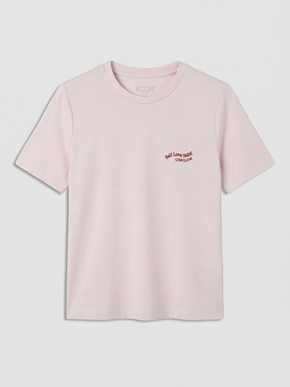 Pembe Nakışlı Soft Touch Kadın Spor Tişört