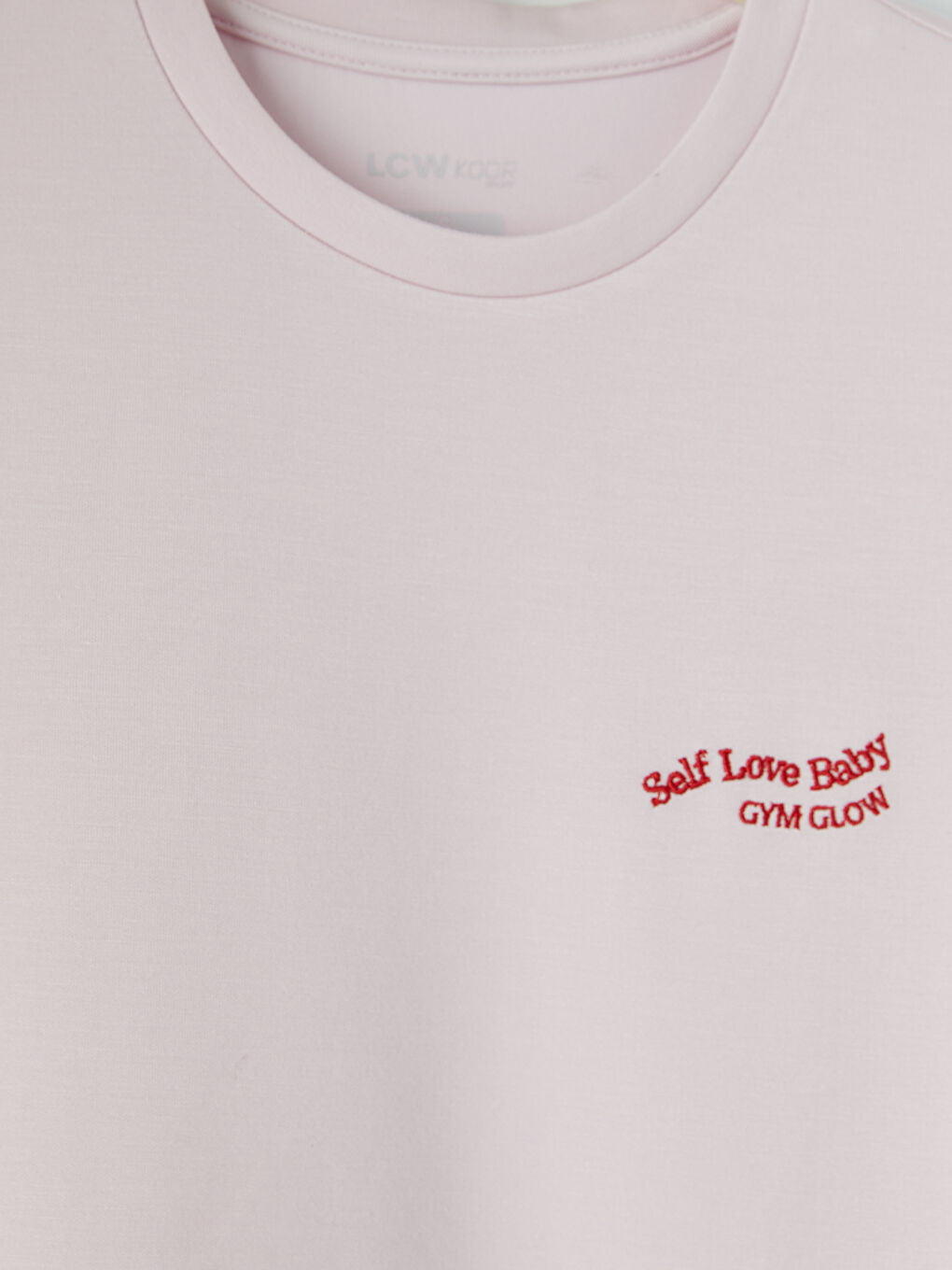 Pembe Nakışlı Soft Touch Kadın Spor Tişört-2