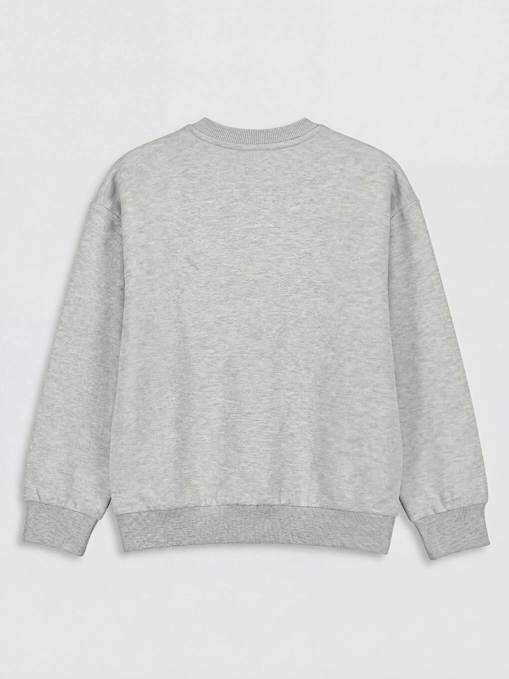 Gri Bisiklet Yaka Nakışlı Kız Çocuk Sweatshirt-1