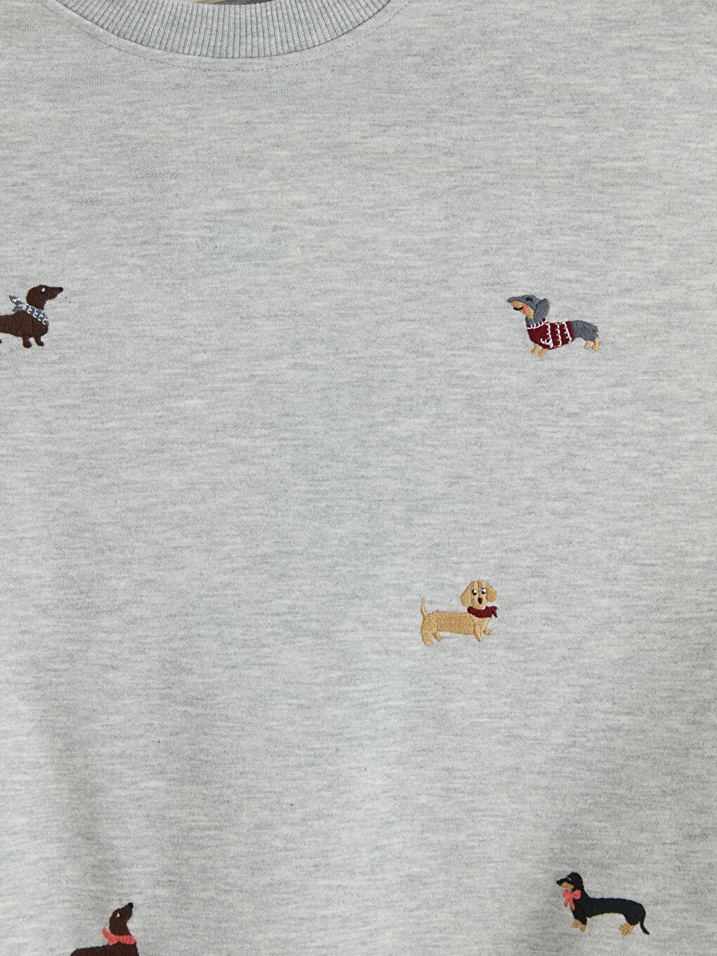 Gri Bisiklet Yaka Nakışlı Kız Çocuk Sweatshirt-2