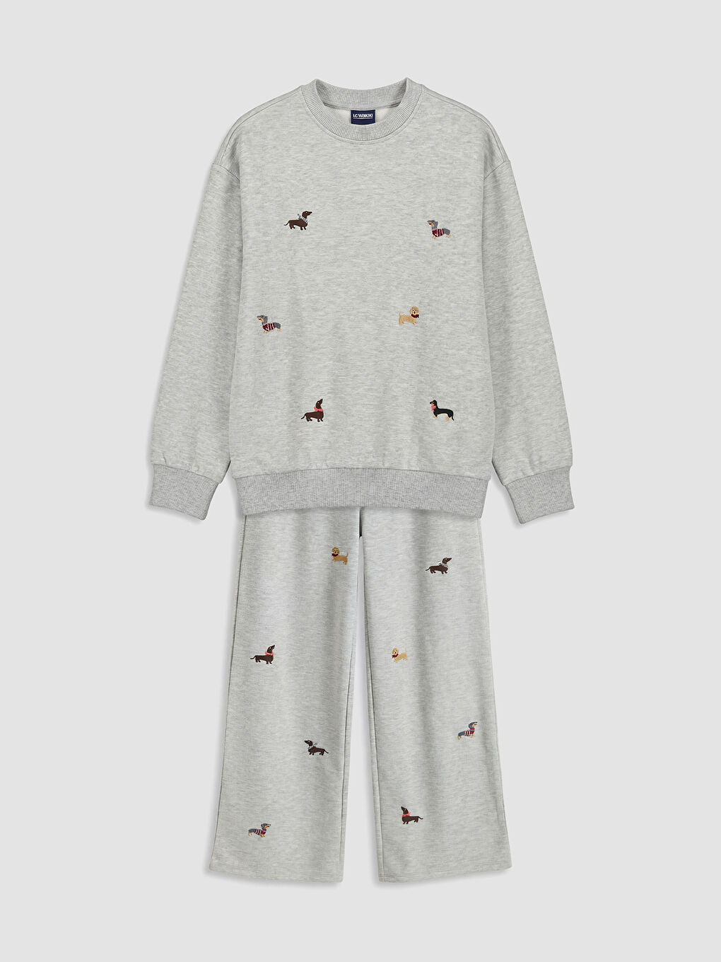 Gri Nakışlı Kız Çocuk Eşofman Takım