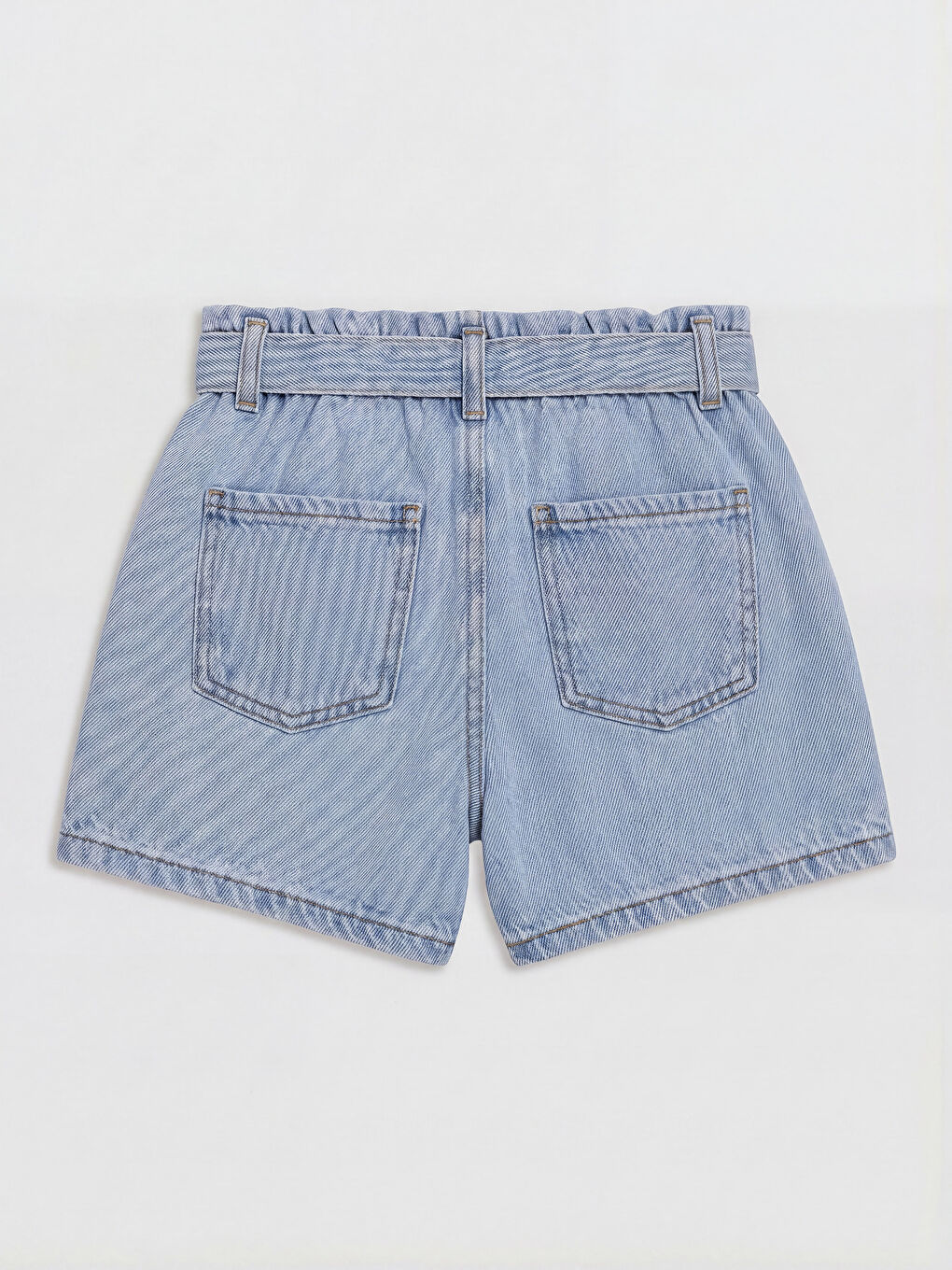 İndigo Beli Kemerli Kız Çocuk Jean Şort-1