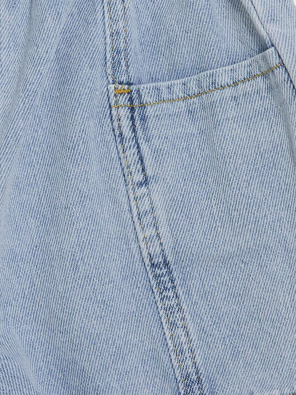 İndigo Beli Kemerli Kız Çocuk Jean Şort-2