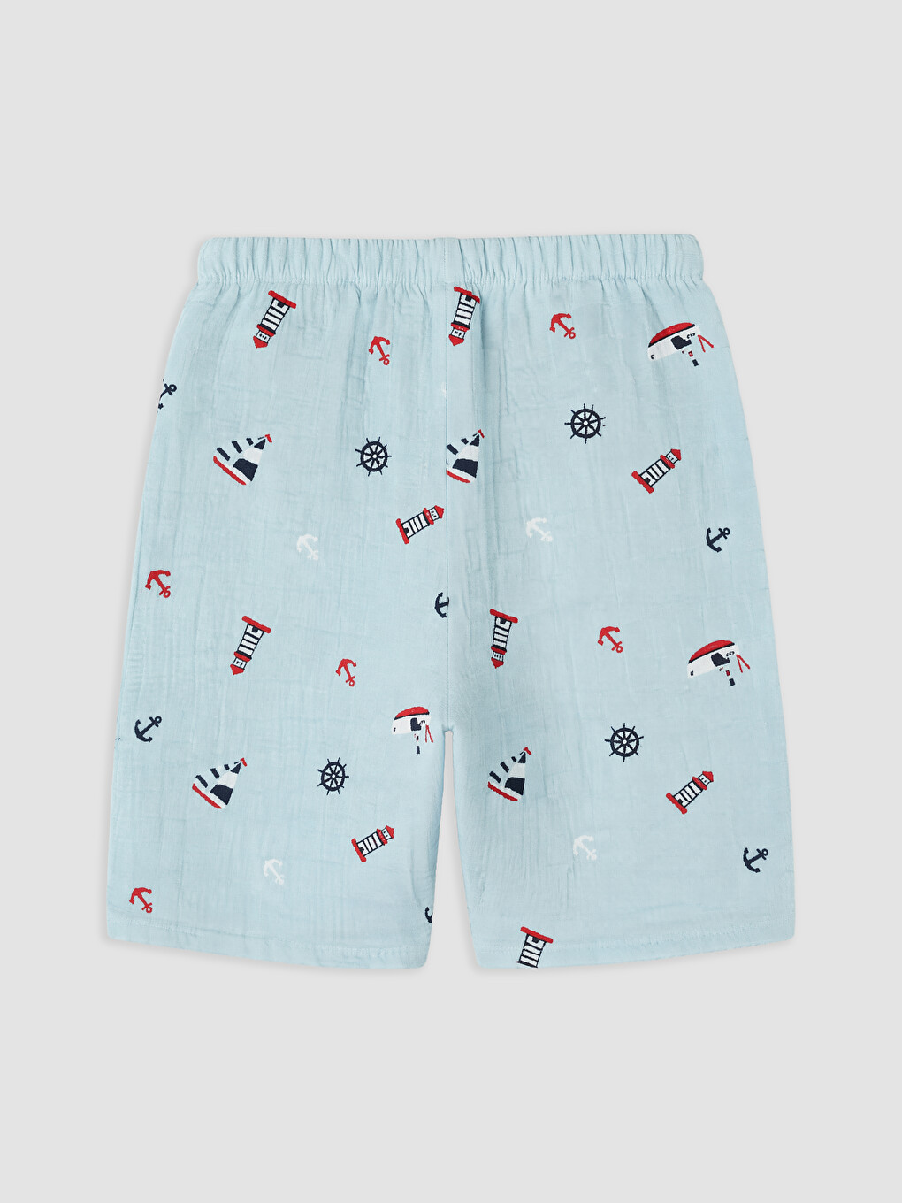 Mavi Resort Yaka Erkek Çocuk Şortlu Pijama Takımı-4