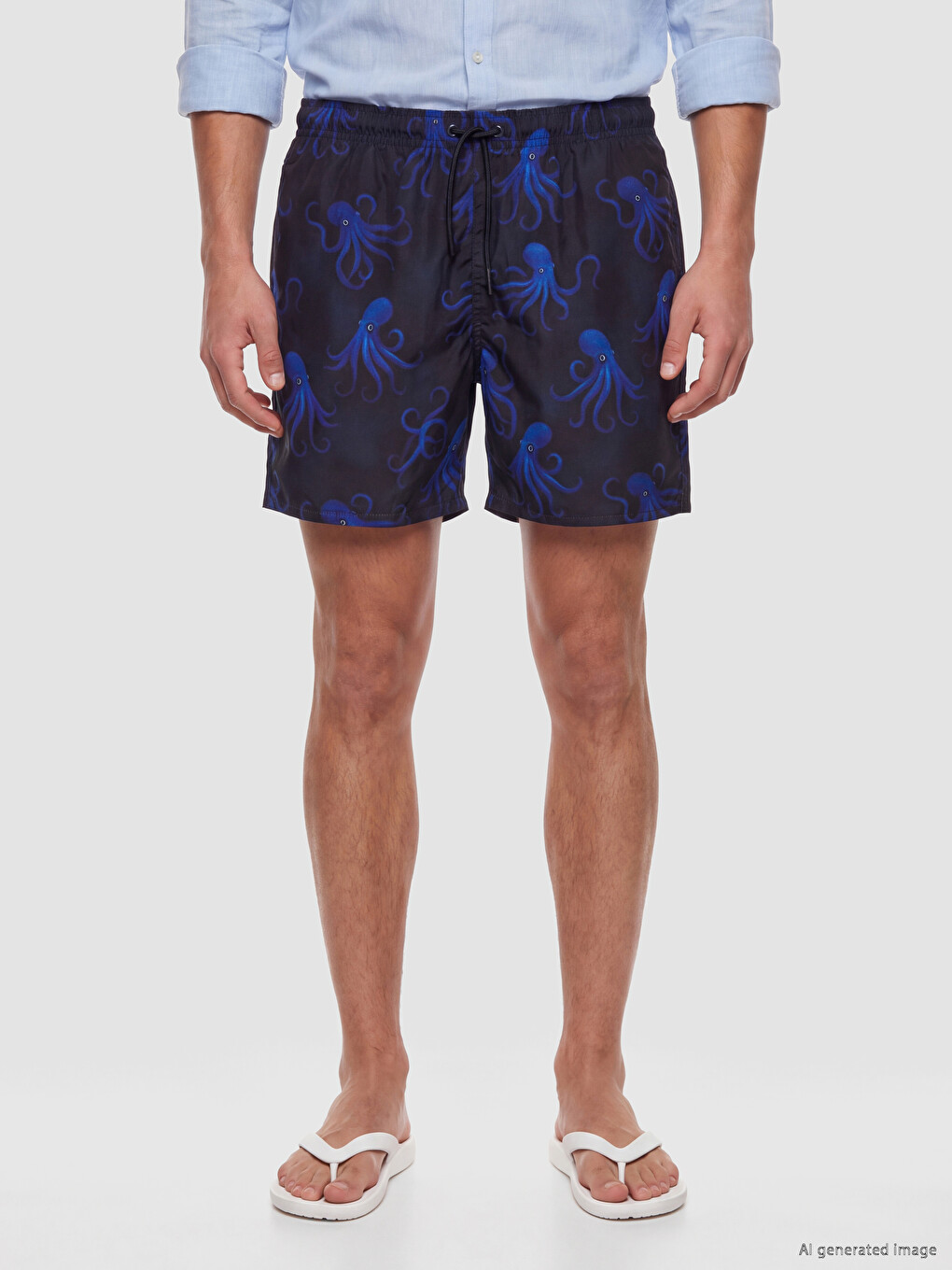 Short Octopus Printed Men's Beach Shorts-1