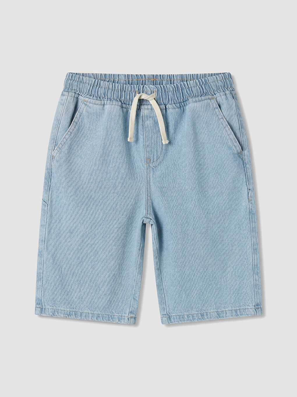 İndigo Beli Lastikli Erkek Çocuk Jean Şort