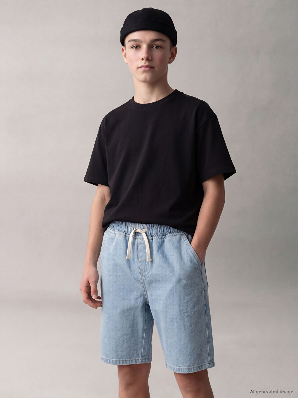 Elastic Waist Boys' Jean Shorts-1