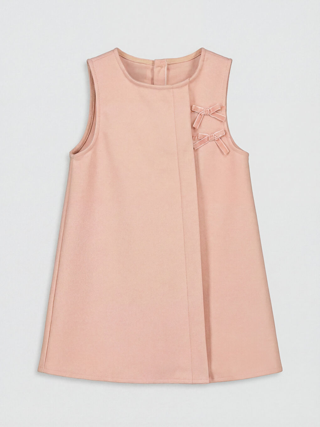 Pembe Bisiklet Yaka Fiyonk Detaylı Kız Çocuk Elbise