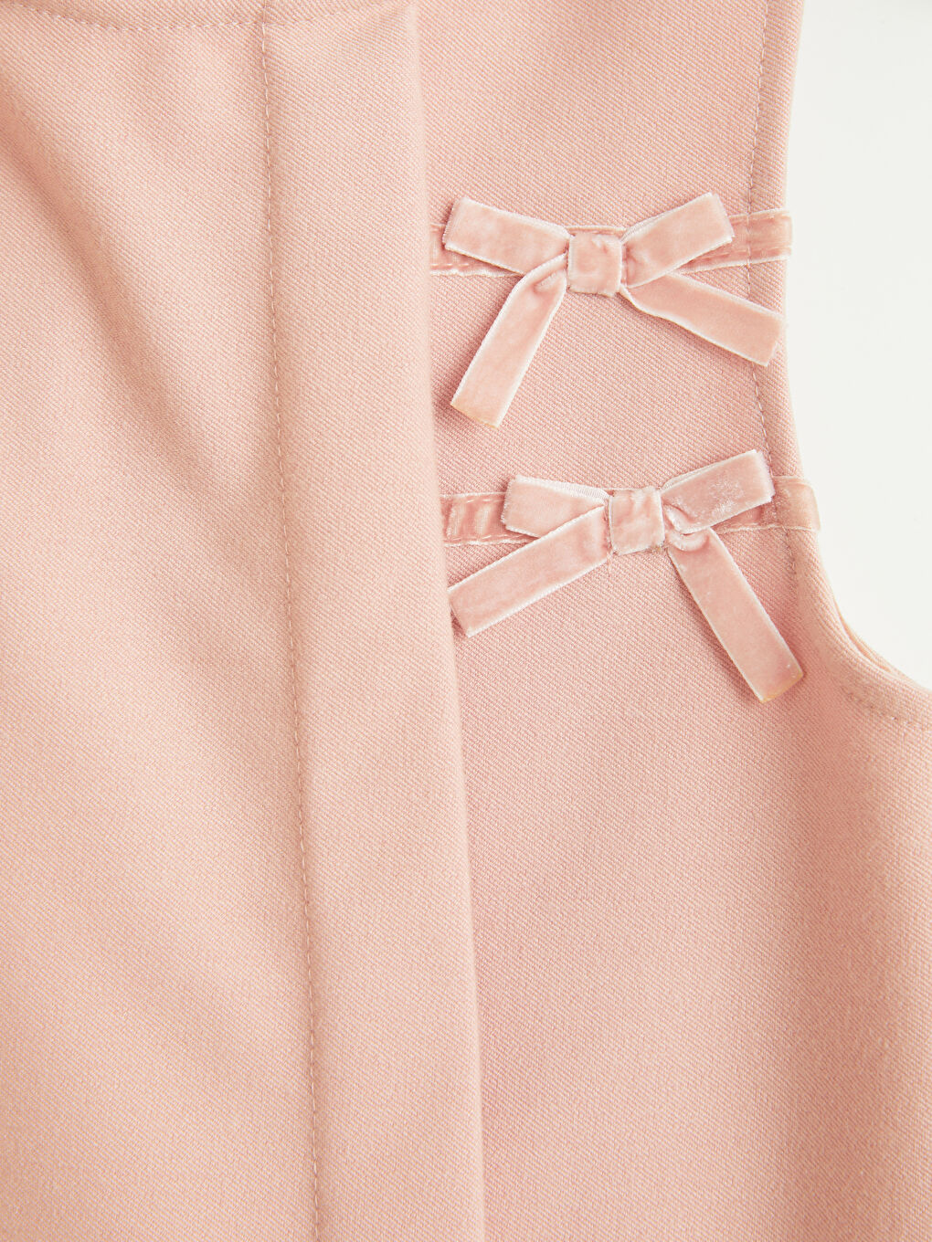 Pembe Bisiklet Yaka Fiyonk Detaylı Kız Çocuk Elbise-2