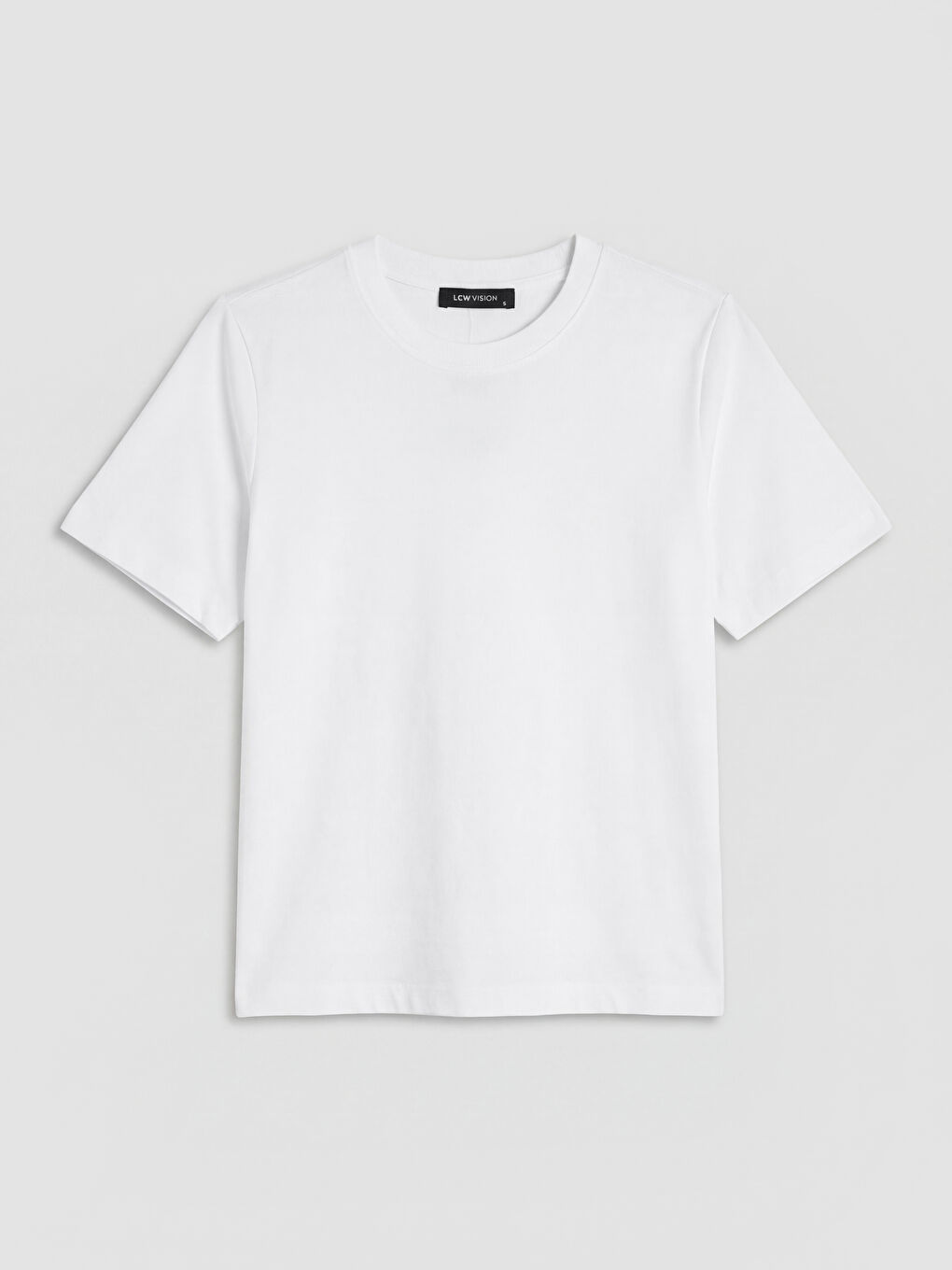 Beyaz Bisiklet Yaka Kadın Tişört