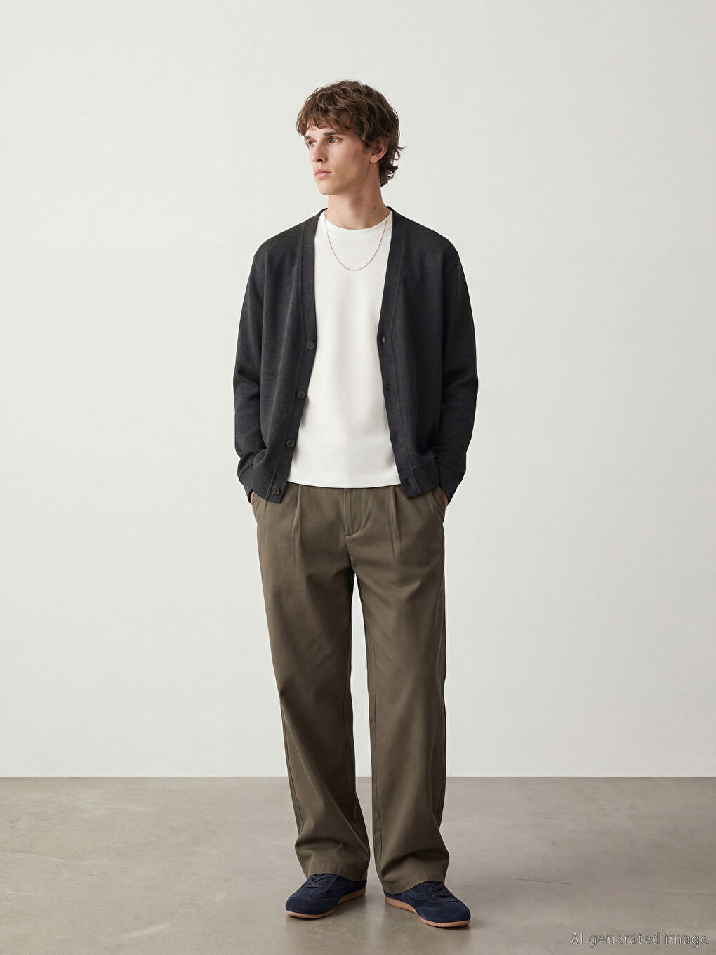 Haki Rahat Kalıp Erkek Pileli Pantolon