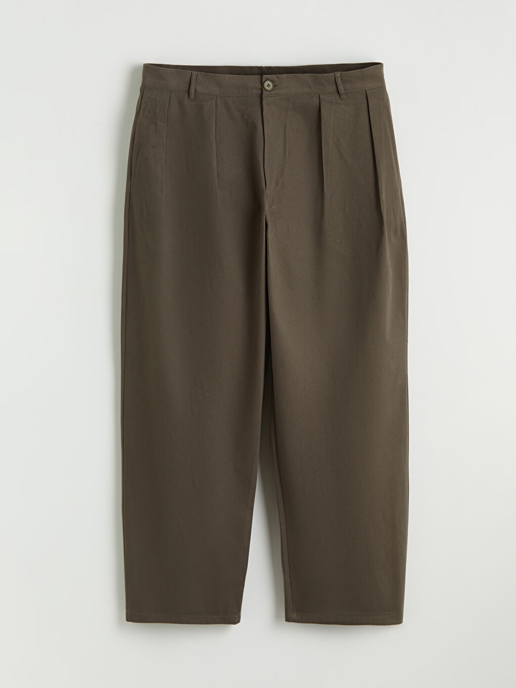 Haki Rahat Kalıp Erkek Pileli Pantolon-4