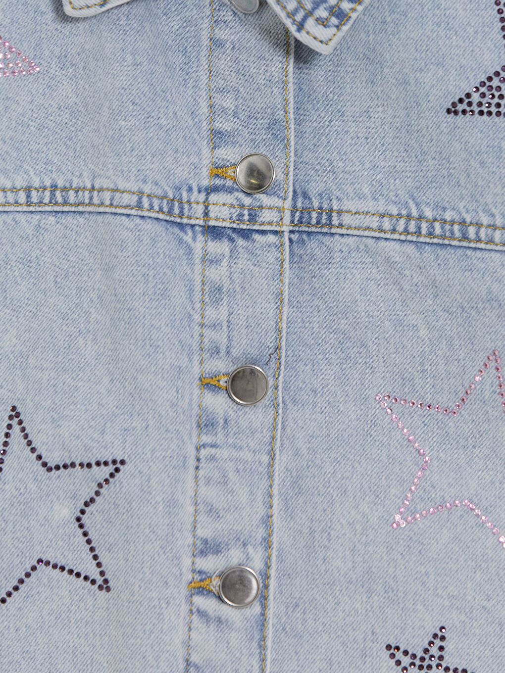 Mavi Taşlı Kız Çocuk Jean Ceket-2