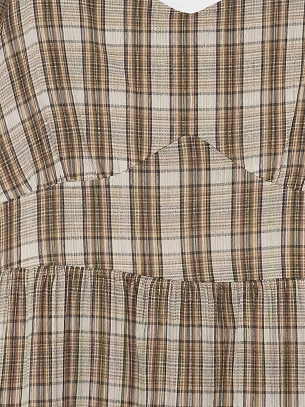 U Neck Plaid Crinkle Dress-1