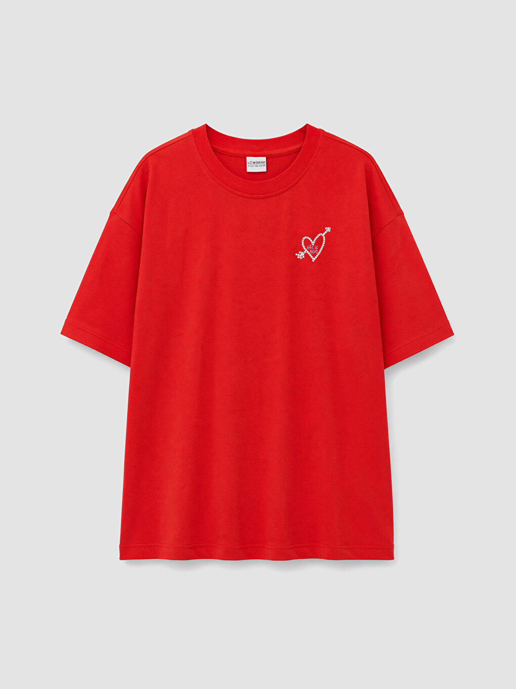Kırmızı Loose Fit Baskılı Kız Çocuk Tişört-1