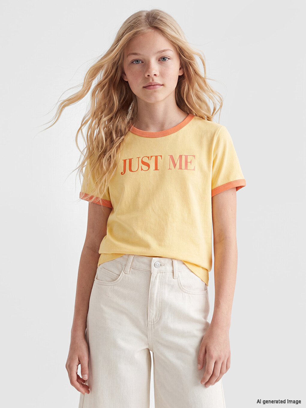 Crew Neck Printed Girls' T-shirt