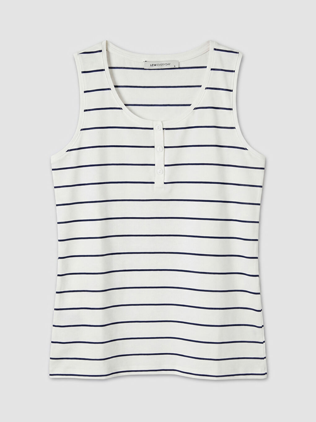 Lacivert U Yaka Çizgili Kadın Atlet