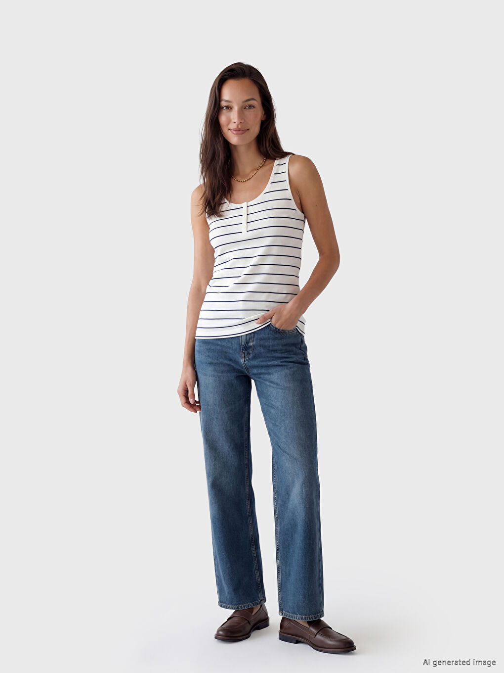 U Neck Striped Women's Tank Top-1