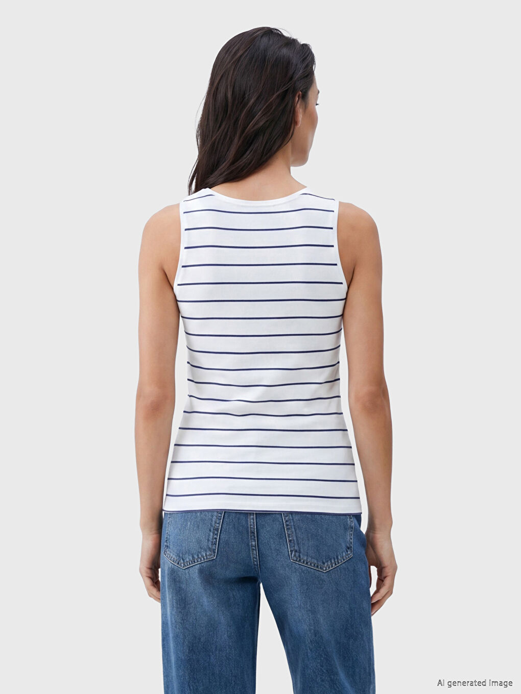 U Neck Striped Women's Tank Top-2