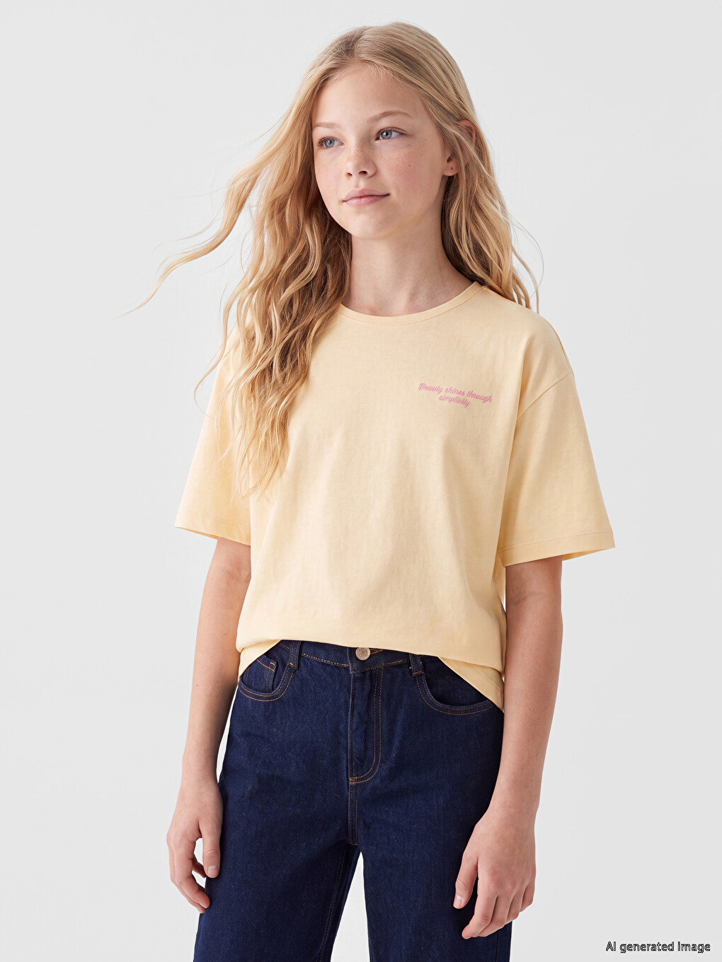Crew Neck Printed Girls' T-shirt