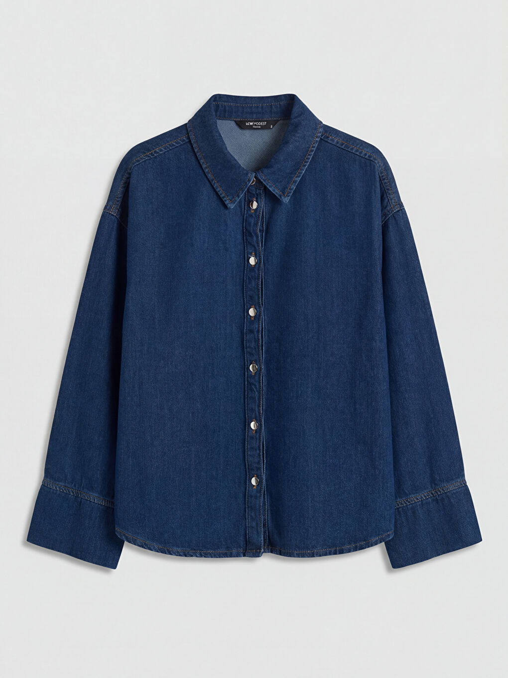 İndigo Gömlek Yaka Kadın Jean Tunik-4