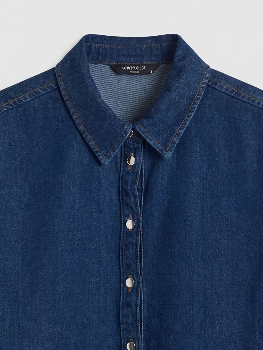 İndigo Gömlek Yaka Kadın Jean Tunik-6