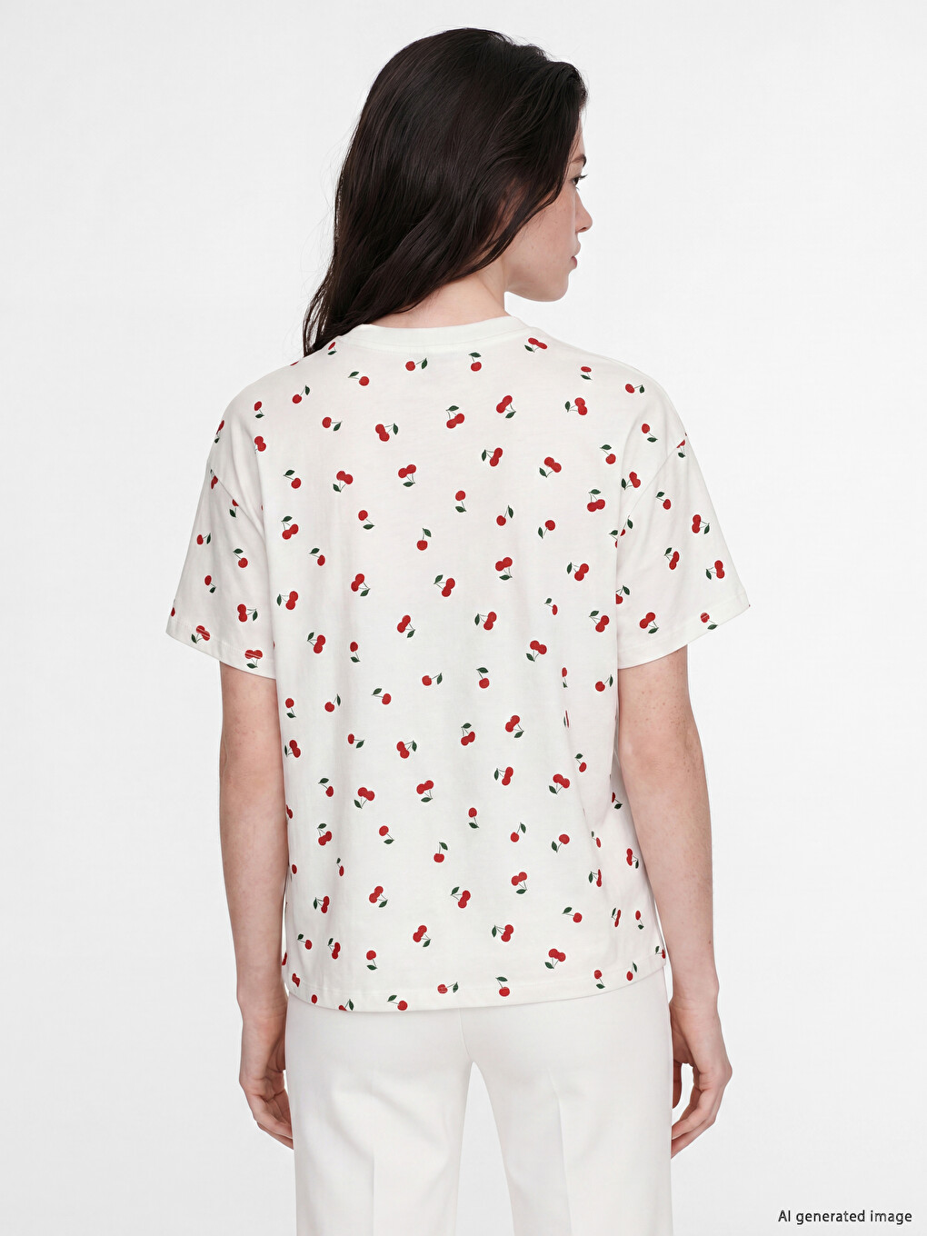 Cherry Printed 100% Cotton Women's T-shirt-2