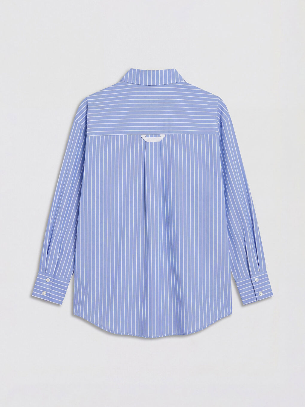 Mavi Çizgili Dantel Detaylı Kadın Gömlek-5